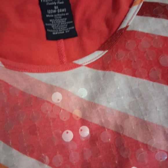Faded Glory Red and Cream Sequin front Striped Blouse top plus size 3X 22-24 - Picture 4 of 7